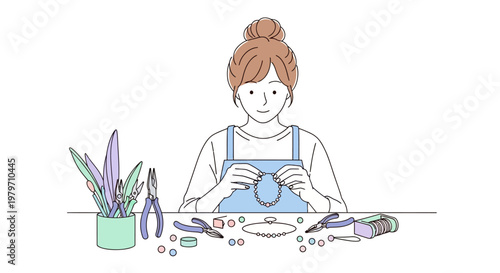 Woman working with ceramics craft.