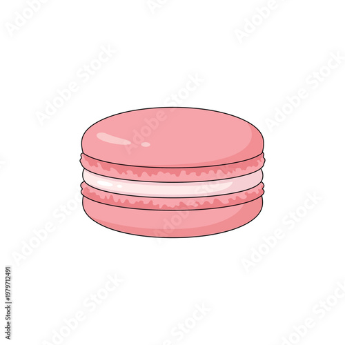 Pink Macaron Dessert Closeup View.