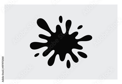 Black ink splash on a light gray background, abstract