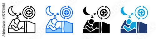 Recovery Sleep Icon Set Multi Style Vector Illustration