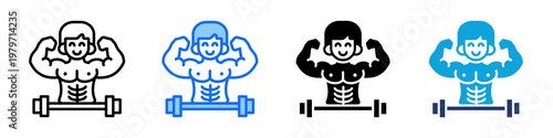 Core Strength Icon Set Multi Style Vector Illustration
