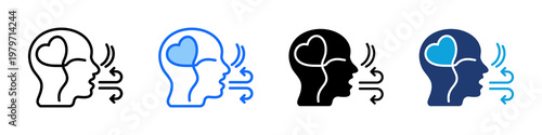 Breathing Exercise Icon Set Multi Style Vector Illustration