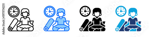 Yoga Practice Icon Set Multi Style Vector Illustration