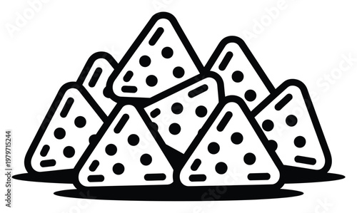 Pile of Triangular Nacho Chips with Black Dots
