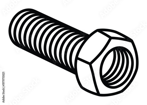 Simple Line of a Bolt and Nut