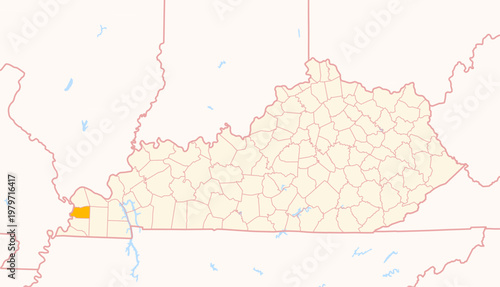Fotografie Map of the County Carlisle (Kentucky, US) showing the Federal State with the hig