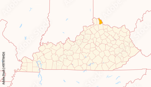 Fotografie Map of the County Campbell (Kentucky, US) showing the Federal State with the hig