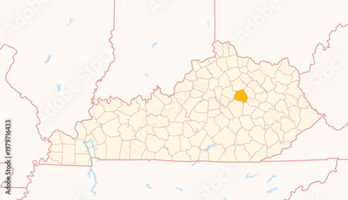Bild auf Leinwand Map of the County Clark (Kentucky, US) showing the Federal State with the highli