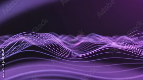 Abstract Digital Waves Flowing in a Glowing Purple Technology Space