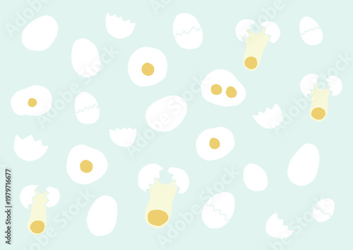 様々な状態の卵の手描きイラストセット（主線なし）