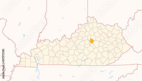 Foto Map of the County Jessamine (Kentucky, US) showing the Federal State with the hi