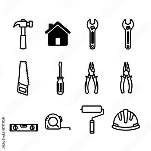 Collection of Essential Home Improvement and Construction Tools.