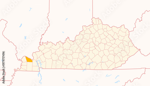 Bild auf Leinwand Map of the County McCracken (Kentucky, US) showing the Federal State with the hi