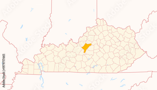 Foto Map of the County Nelson (Kentucky, US) showing the Federal State with the highl