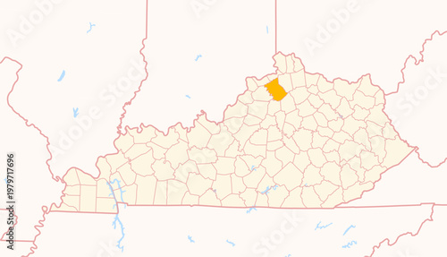 фотографія Map of the County Owen (Kentucky, US) showing the Federal State with the highlig
