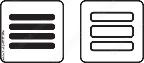 Minimalist menu and list interface icons representing digital navigation tools for website user experience designers seeking simple graphic elements to improve their application layout clarity and fun