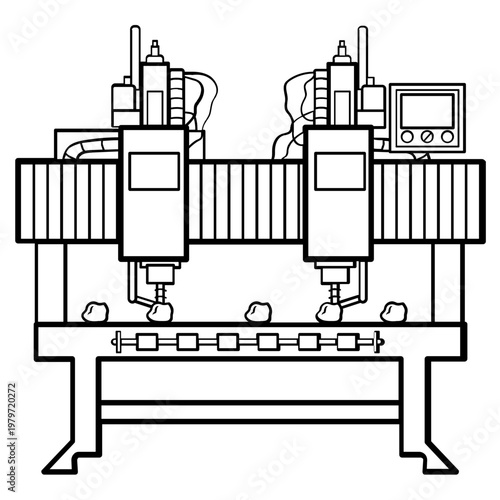 automatic stone undercut drilling machine concept, anchor drill solution for natural marble vector icon design