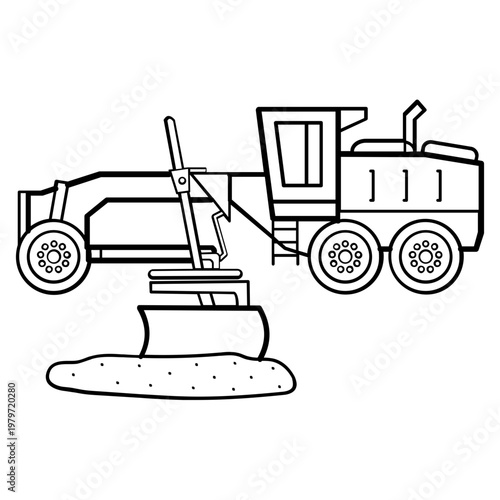 hydraulic motor grader for earth moving operations concept, land grading and slope work vehicle vector icon design,