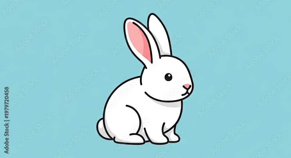 Obraz premium Cartoon white rabbit on blue background for diverse applications
