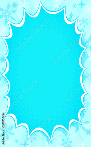 ポップな集中線とひんやりした氷の爆弾フレーム2_縦