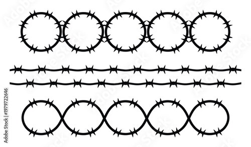 Barbed Wire Circles, Lines, and Infinity Symbols