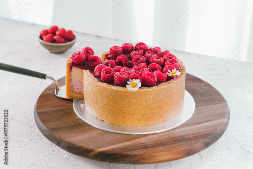 Whole Raspberry Cake With Fresh Berry Topping