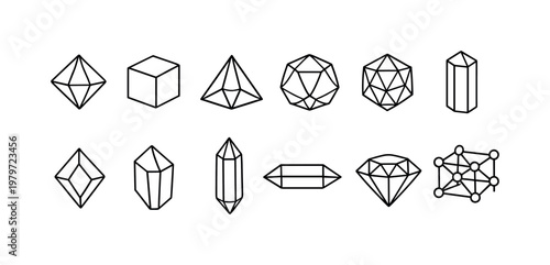 Collection of mining and treasure icons with gems, tools, and a miner's helmet