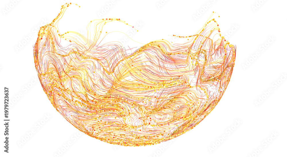 Obraz premium Abstract golden lines flow, creating an eye-catching design on a white backdrop. Ideal for digital