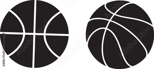 Comparison of two basketball designs with different line patterns on their surfaces Vector

