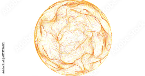 Cuadro en lienzo Abstract design with golden lines creating a sphere on a white backdrop, perfect