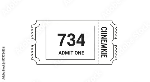 Cinema ticket stub admit one.