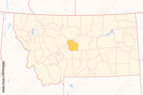 Map of the County Judith Basin (Montana, US) showing the Federal State with the highlighted County