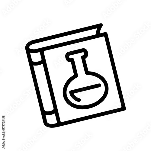 Icon depicting a book with a laboratory flask symbol on its cover Vector

