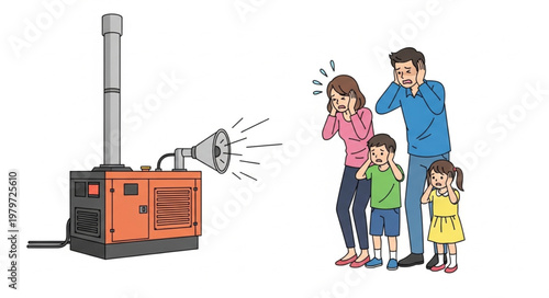 Loud generator noise bothers family.
