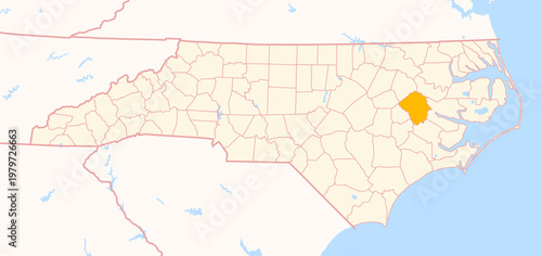 Φωτογραφία Map of the County Pitt (North Carolina, US) showing the Federal State with the h