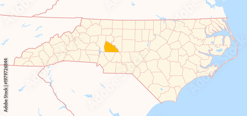 Map of the County Rowan (North Carolina, US) showing the Federal State with the highlighted County