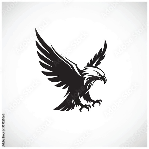 Black and white eagle illustration flying 1.