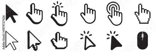 Computer mouse pointer icon set vector. Clicking pointer cursor symbol. vector illustration.