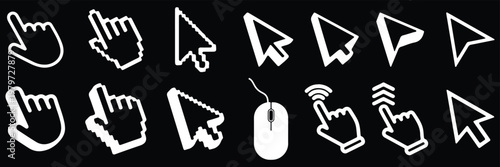 Computer mouse click cursor gray arrow icons set and loading icons. Cursor icon. Mouse click cursor collection