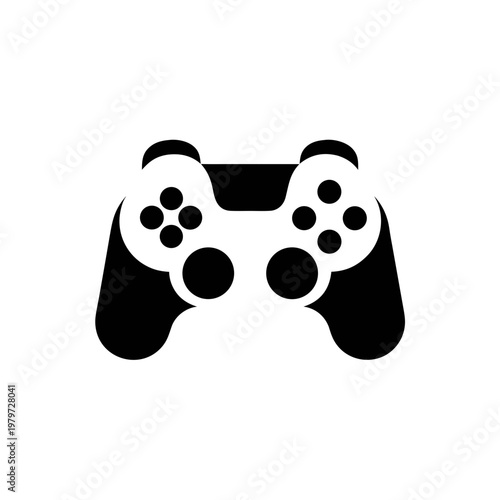 Gaming controller icon, video game remote, black and white vector, gamepad symbol