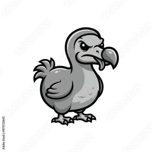 Cartoon Dodo Bird Looking Angry Sideways.