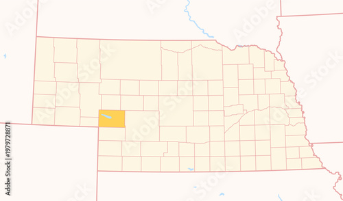 Canvas Print Map of the County Keith (Nebraska, US) showing the Federal State with the highli