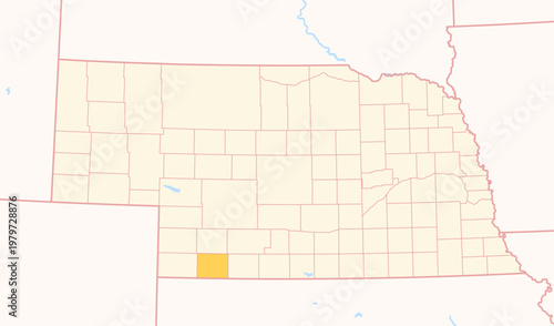 Map of the County Hitchcock (Nebraska, US) showing the Federal State with the highlighted County