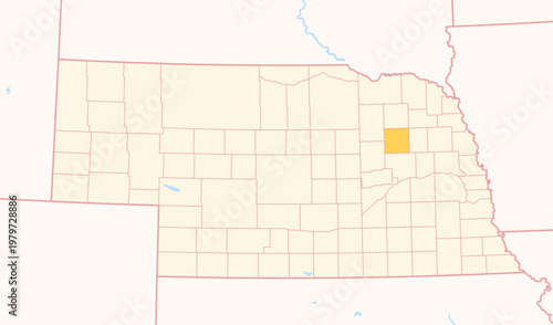 Map of the County Madison (Nebraska, US) showing the Federal State with the highlighted County