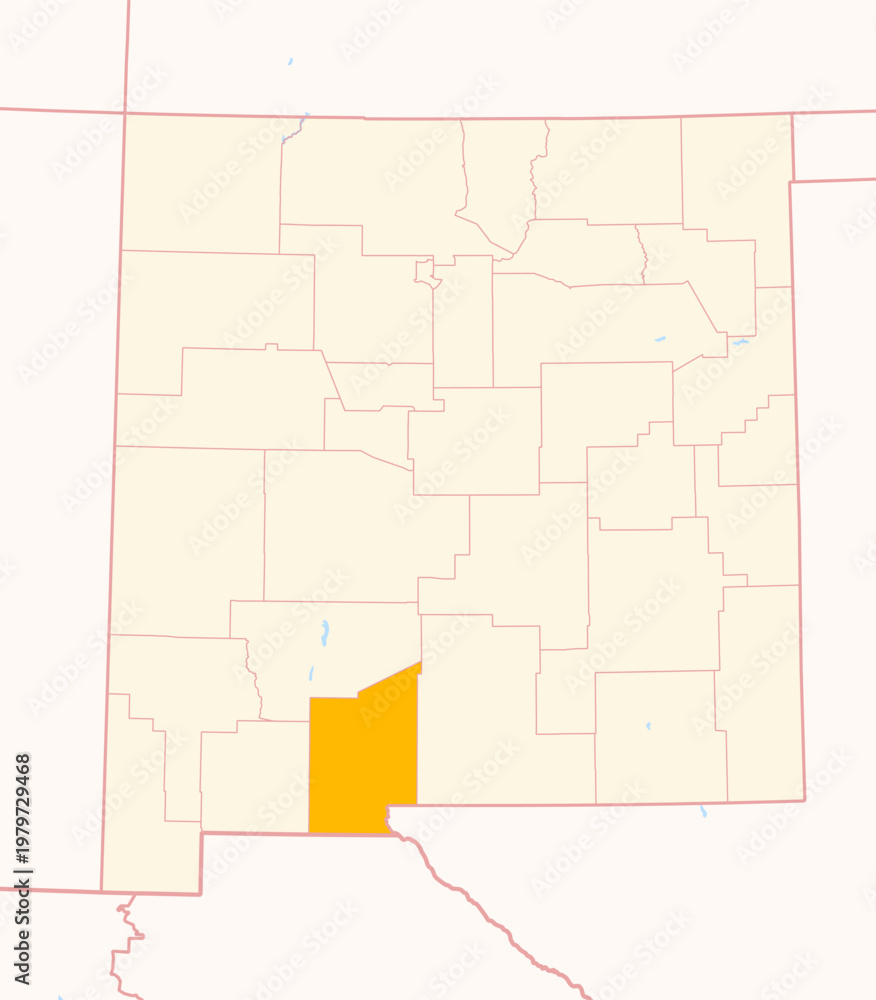 Obraz premium Map of the County Dona Ana (New Mexico, US) showing the Federal State with the highlighted County