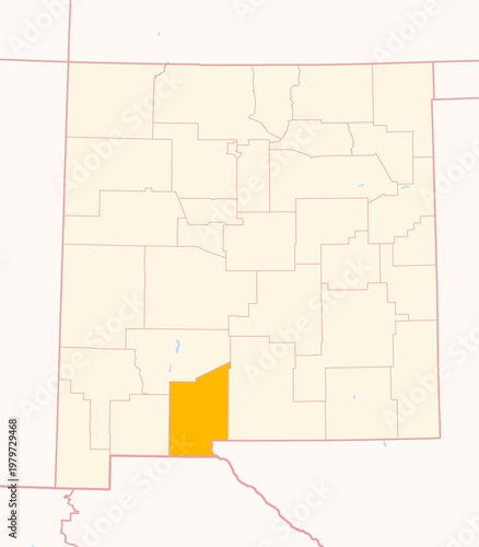 Schilderij op canvas Map of the County Dona Ana (New Mexico, US) showing the Federal State with the h
