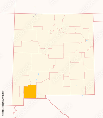Map of the County Luna (New Mexico, US) showing the Federal State with the highlighted County