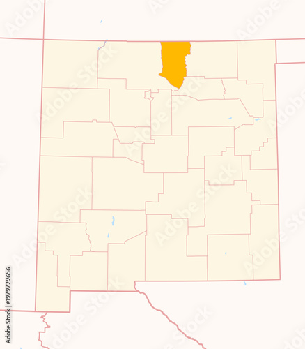 Map of the County Taos (New Mexico, US) showing the Federal State with the highlighted County