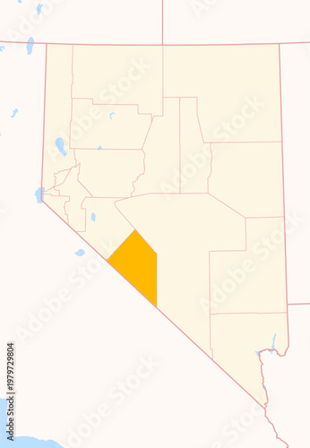 Foto Map of the County Esmeralda (Nevada, US) showing the Federal State with the high