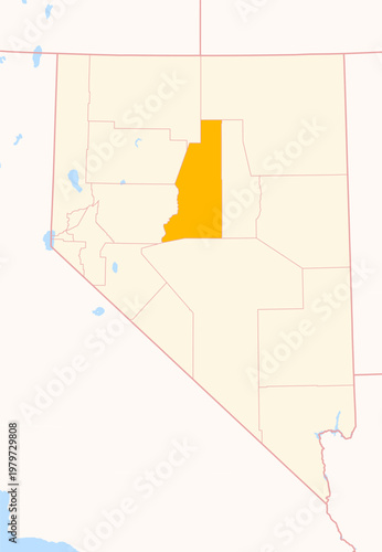 Map of the County Lander (Nevada, US) showing the Federal State with the highlighted County